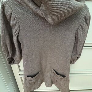 Hannah Banana kids sz 4 Elegant sparkle Brown cowl Sweater dress removable neck
